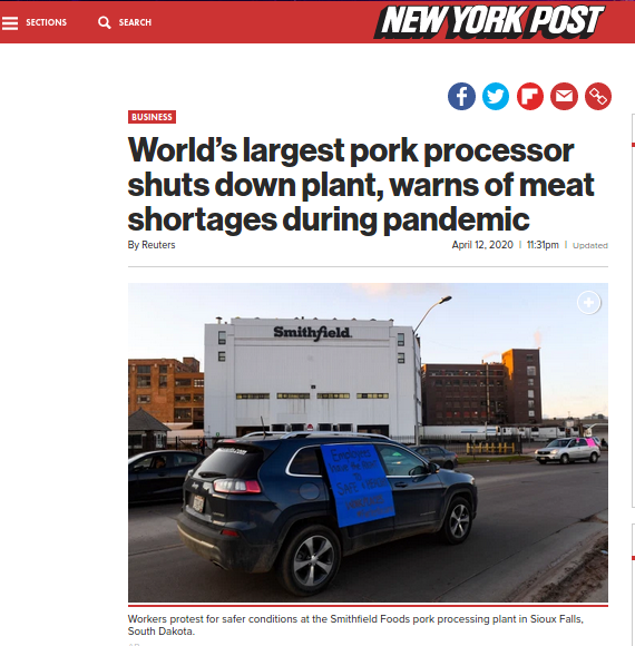 New York Post - pork processing plant shutdown