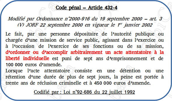 Carte - Code pénal – Article 432-4